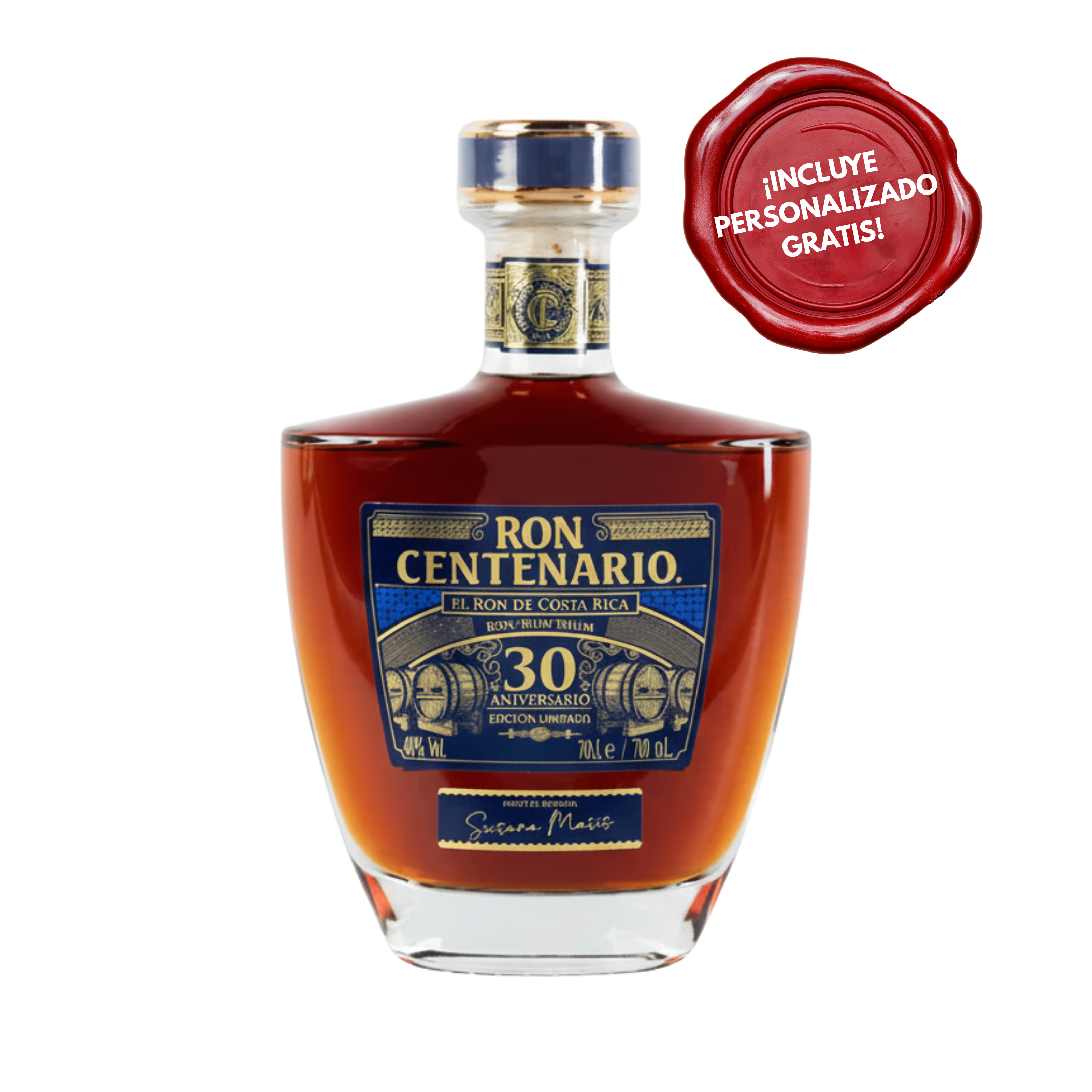 Ron CENTENARIO 30 AÑOS Aniversario Botella 700ml. PERSONALIZADO GRATIS