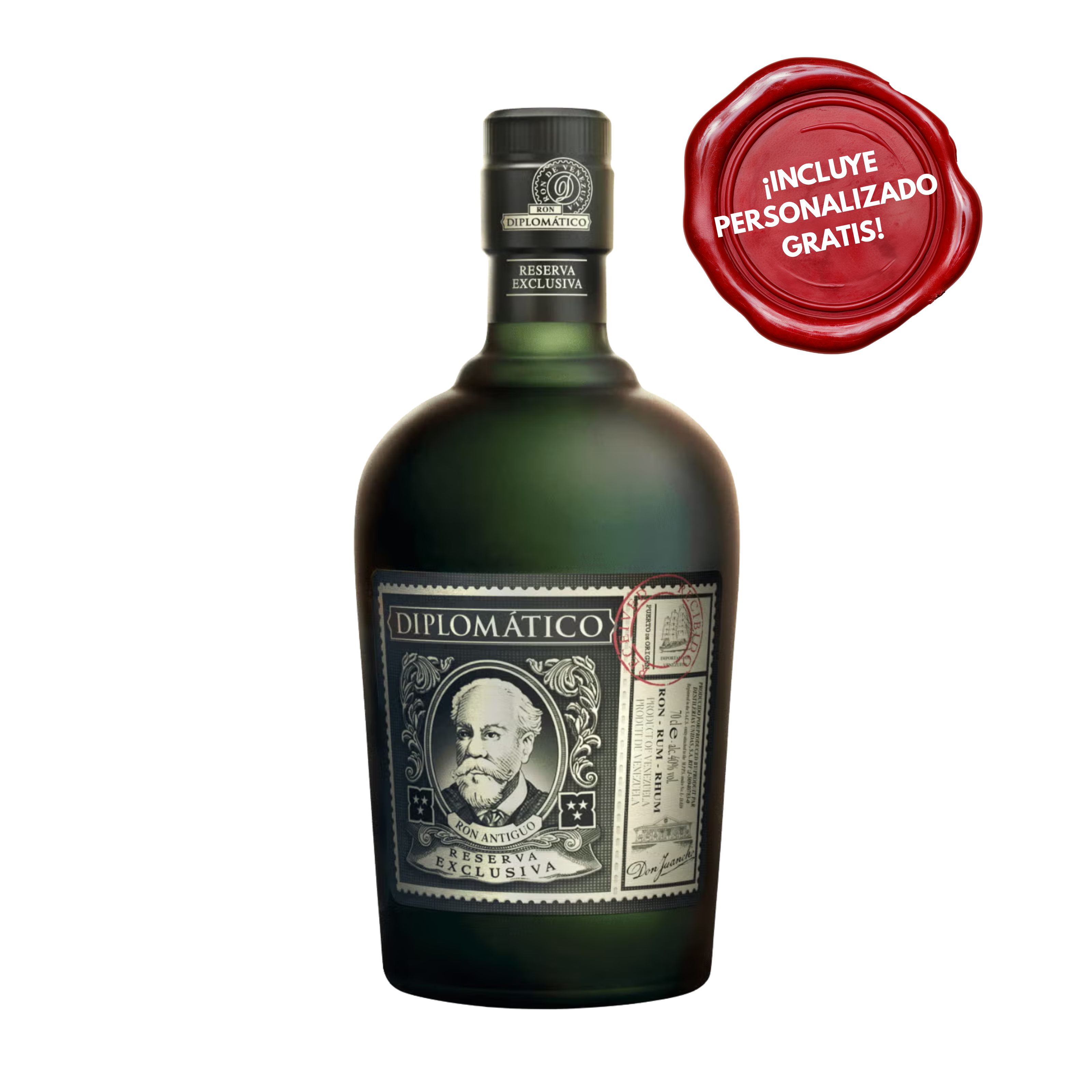 Ron DIPLOMATICO Reserva Exclusiva Botella 750ml. PERSONALIZADO GRATIS