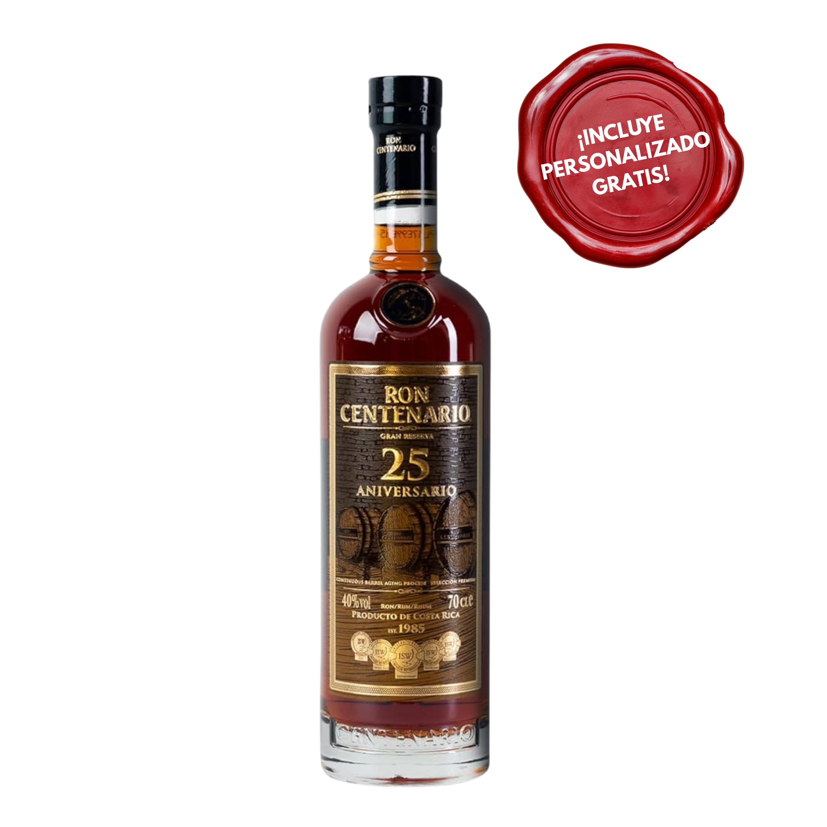 Ron CENTENARIO 25 años Botella 750ml. PERSONALIZADO GRATIS